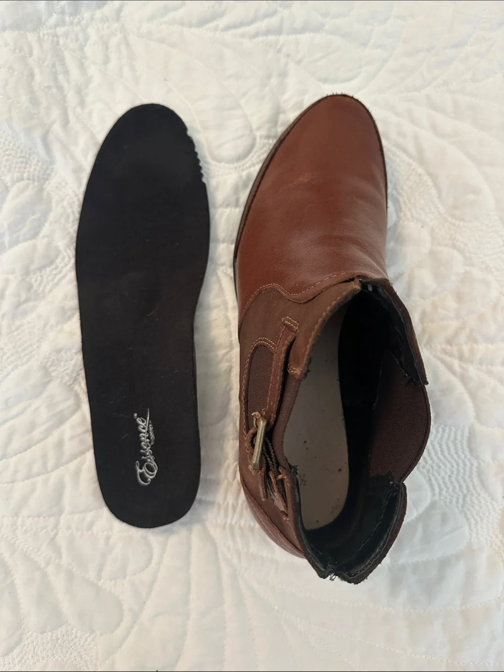 Aetrex Women’s Cognac Leather Comfort Ankle Booties 9.5 Wide (D) - Picture 9 of 16